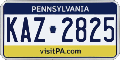 PA license plate KAZ2825