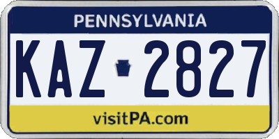 PA license plate KAZ2827