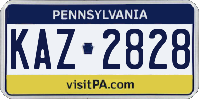 PA license plate KAZ2828