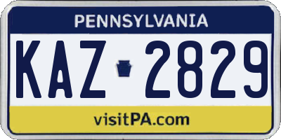 PA license plate KAZ2829