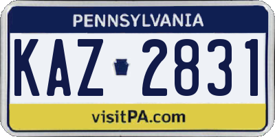PA license plate KAZ2831