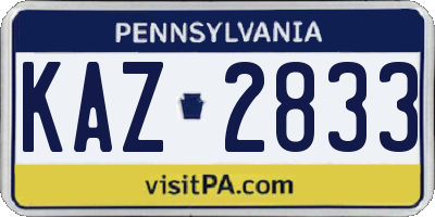 PA license plate KAZ2833