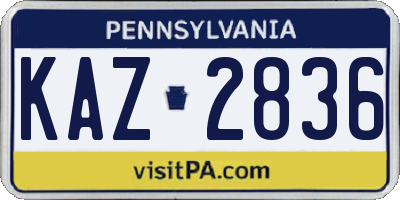 PA license plate KAZ2836
