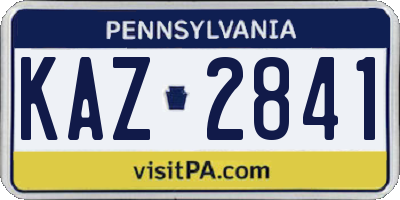 PA license plate KAZ2841