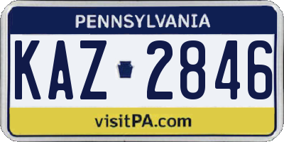 PA license plate KAZ2846