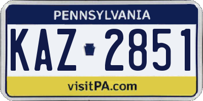 PA license plate KAZ2851
