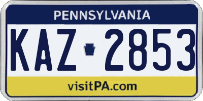 PA license plate KAZ2853