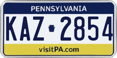 PA license plate KAZ2854