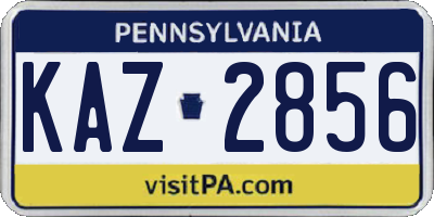 PA license plate KAZ2856