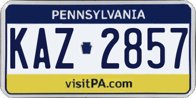 PA license plate KAZ2857