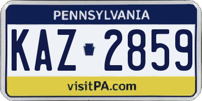 PA license plate KAZ2859