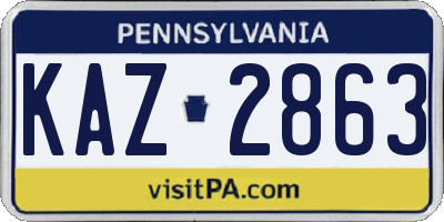 PA license plate KAZ2863