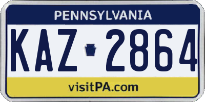 PA license plate KAZ2864