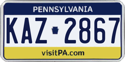 PA license plate KAZ2867