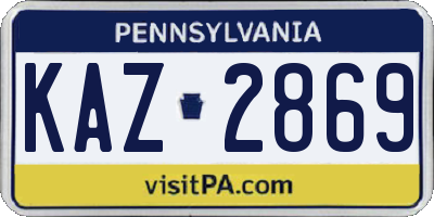 PA license plate KAZ2869