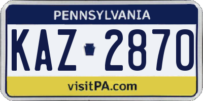 PA license plate KAZ2870
