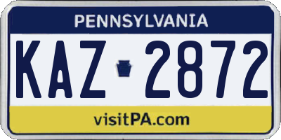 PA license plate KAZ2872