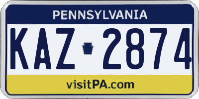 PA license plate KAZ2874