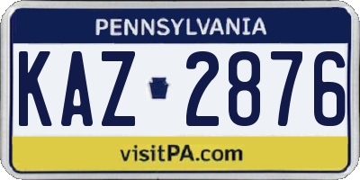 PA license plate KAZ2876