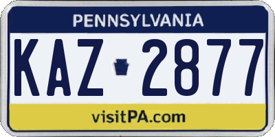 PA license plate KAZ2877