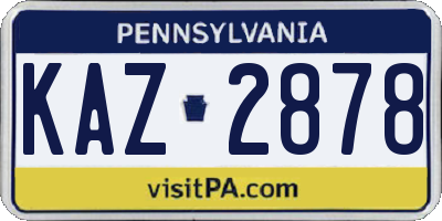 PA license plate KAZ2878