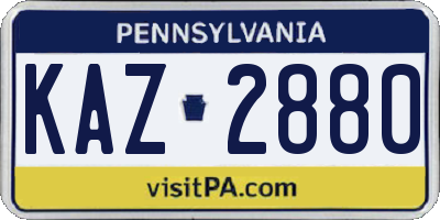 PA license plate KAZ2880
