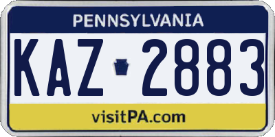PA license plate KAZ2883