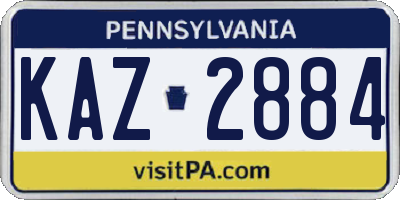 PA license plate KAZ2884