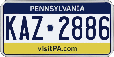 PA license plate KAZ2886