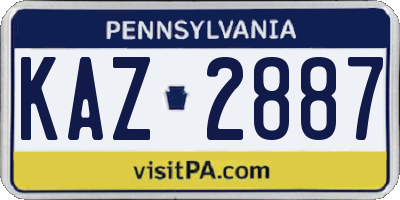 PA license plate KAZ2887