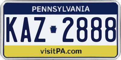 PA license plate KAZ2888