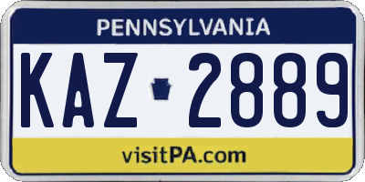 PA license plate KAZ2889