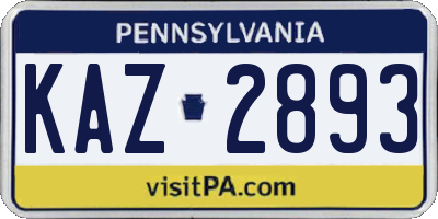 PA license plate KAZ2893