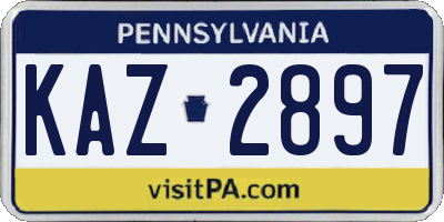 PA license plate KAZ2897