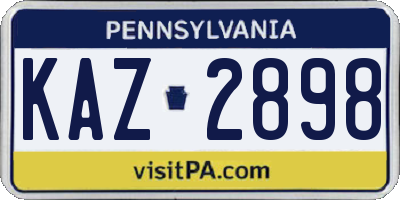 PA license plate KAZ2898