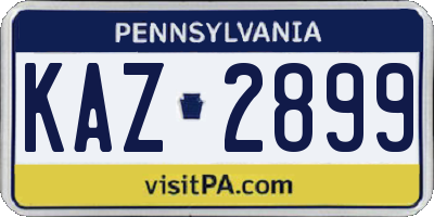 PA license plate KAZ2899