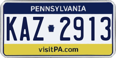 PA license plate KAZ2913