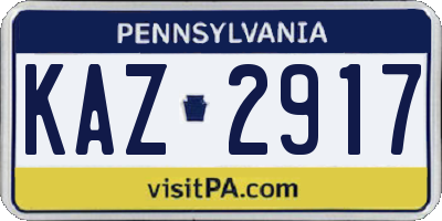 PA license plate KAZ2917
