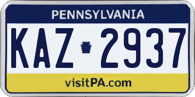 PA license plate KAZ2937
