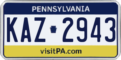 PA license plate KAZ2943