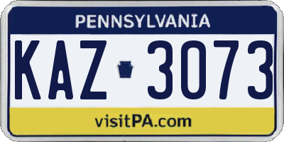 PA license plate KAZ3073
