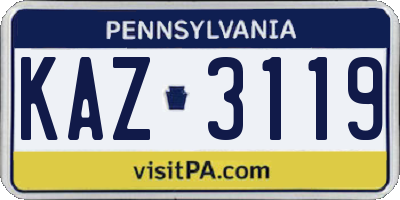 PA license plate KAZ3119