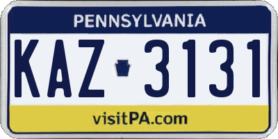 PA license plate KAZ3131