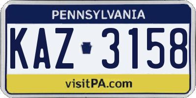 PA license plate KAZ3158