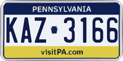 PA license plate KAZ3166