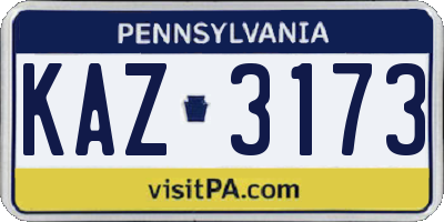 PA license plate KAZ3173
