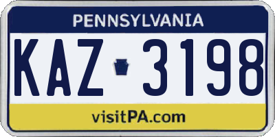 PA license plate KAZ3198