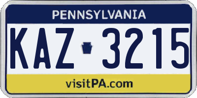 PA license plate KAZ3215