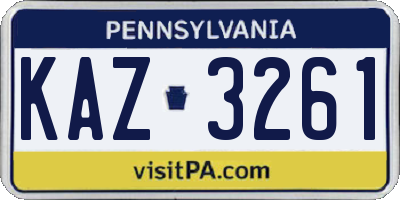 PA license plate KAZ3261