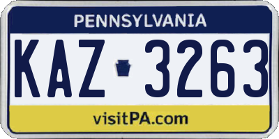 PA license plate KAZ3263
